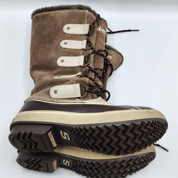 Skechers Womens Highlanders Brown Suede Upper Thinsulate Winter Boots Size 7 - Picture 2 of 15